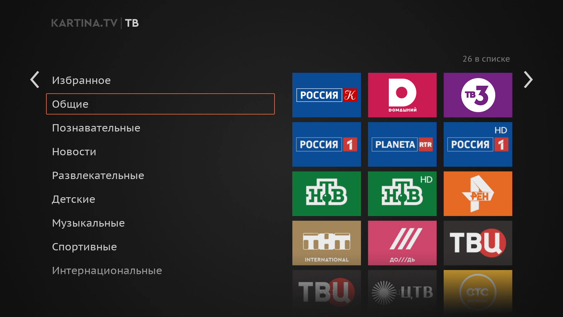 Список телеканалов